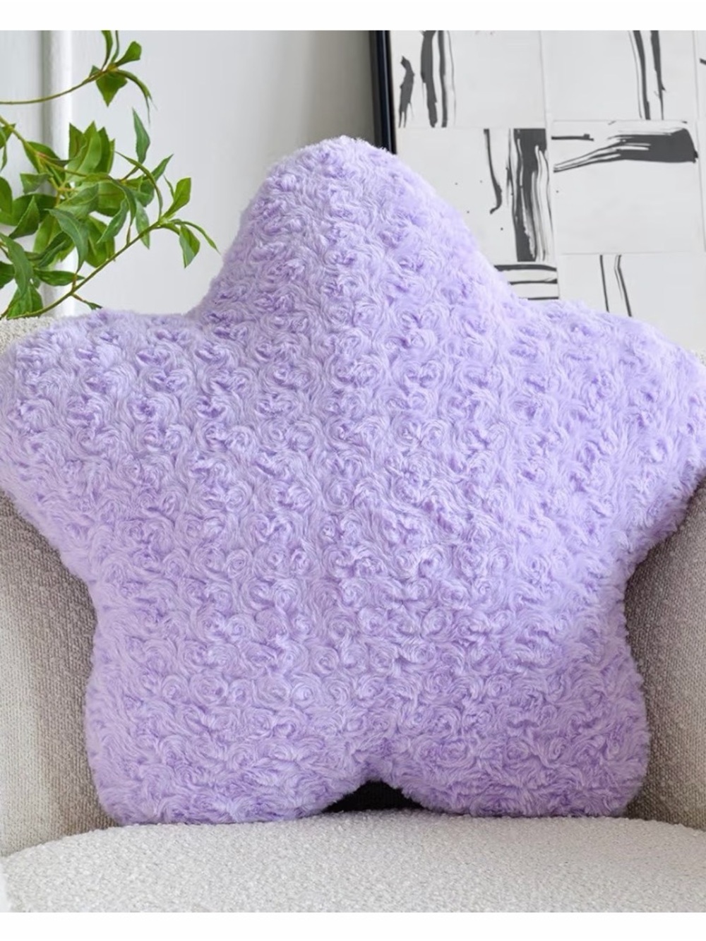 Lavender Star Plush Decorative Pillow